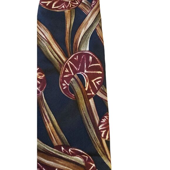 Vintage‎ Adolfo Abstract Blue Burgundy Silk Neck Tie Business Wedding Office - Picture 2 of 12